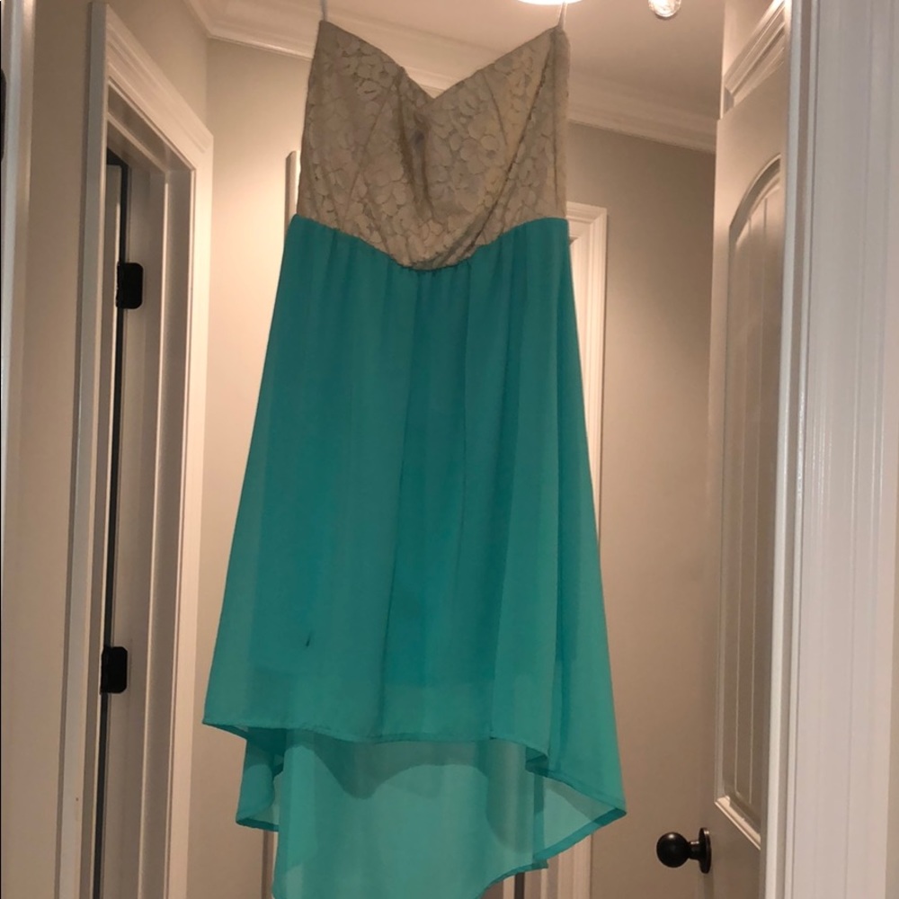 strapless hi low dress!